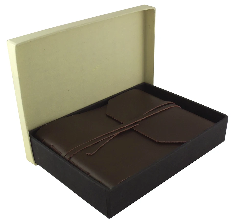 Álbum de fotos rústico de cuero genuino con caja de regalo - Páginas estilo álbum de recortes - Ho... Foto 3 de 4