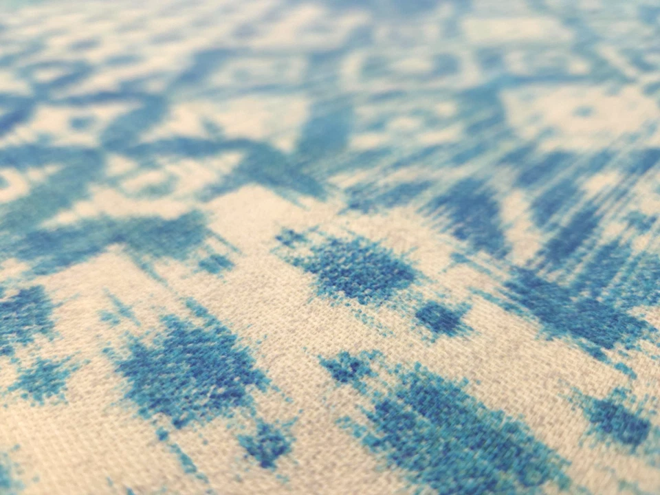 Covington SHIBORI CARIBEAN Azul Teal Blanco Diseñador Collage Cortinas Uph Tela Foto 3 de 4