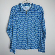 Sigrid Olsen Golf  Tennis Full Zip Activewear Jacket-Blue-Long Sleeve-XL