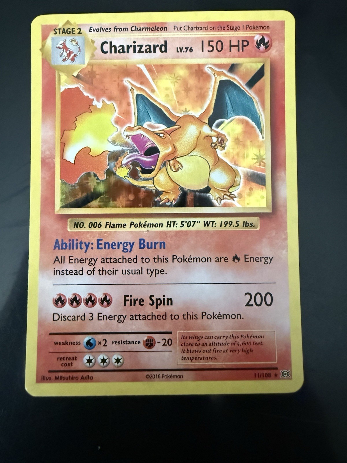 Pokemon CHARIZARD Holo 11/108 2016
