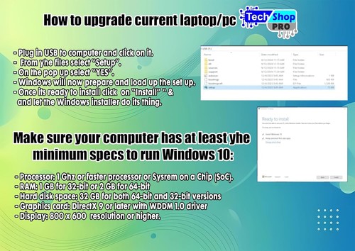Tech-Shop-pro Compatible Key OEM Windo 10 profesional 32/64 Bit USB - Picture 4 of 6