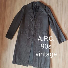 A.P.C. Vintage 90s Stainless Steel Collar Coat S Unisex Black Gray Japan Made