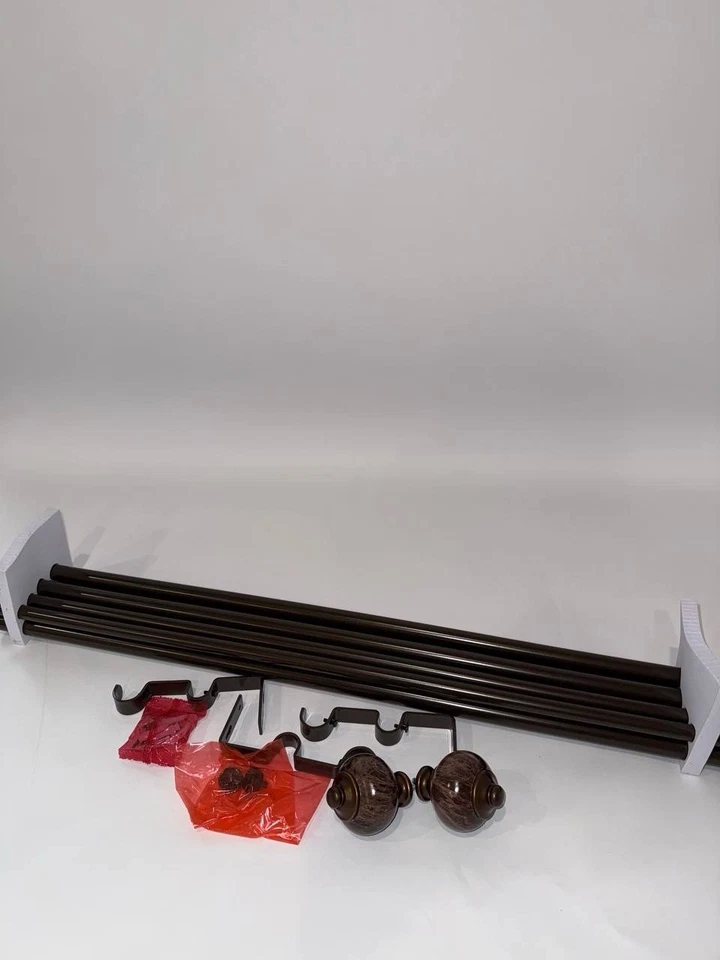 KAMANINA 1 pulgada barra de cortina varilla de cortina individual 72 a 144 pulgadas, acabado jaspeado Foto 3 de 4