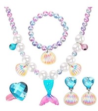 5 sets of Mermaid jewels for girls Necklace Bracelet Earrings comes with a gift.