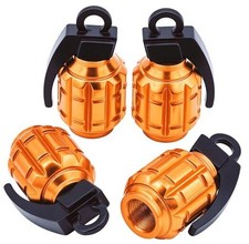 4 PCS Tire Valve Stem Caps, Aluminium Alloy Car Wheel Tire Valve 4 pcs Orange