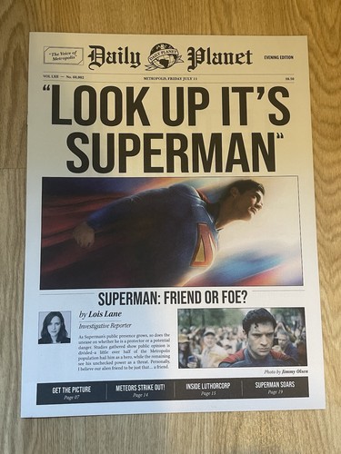 Original Daily Planet Superman 2025 Promo Prop Zeitung selten limitiert - ungefaltet