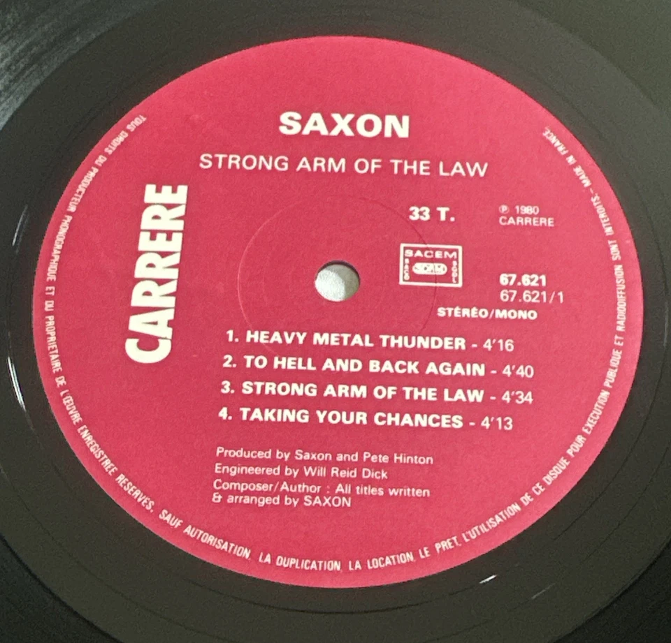 Saxon ~ Strong Arm Of The Law Vinyl LP Record 1980. Carrere French Issue EX/EX - Image 4 of 4
