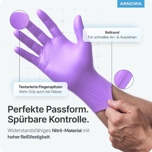 100x Einmalhandschuhe ARNOMED Nitril Handschuhe Nitril Gummi-Handschuhe XS-XXL - Bild 24 von 85