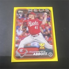 Topps 2024 Series 1 Andrew Abbott Reds Yellow Rookie #214 Baseball Card. rookie card picture