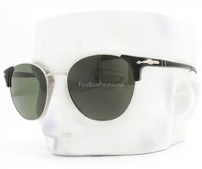 Persol Sunglasses Shiny Silver on Black Green Glass PO3280-S 95/31 No Case