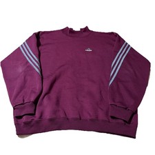 Vintage 90s Adidas Burgundy Striped Sleeve Sweatshirt Size Medium
