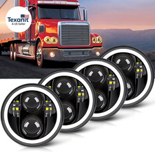 5 3/4 5.75 Inch LED Headlight with Amber Halo DRL LED Projector Sealed Beam Head