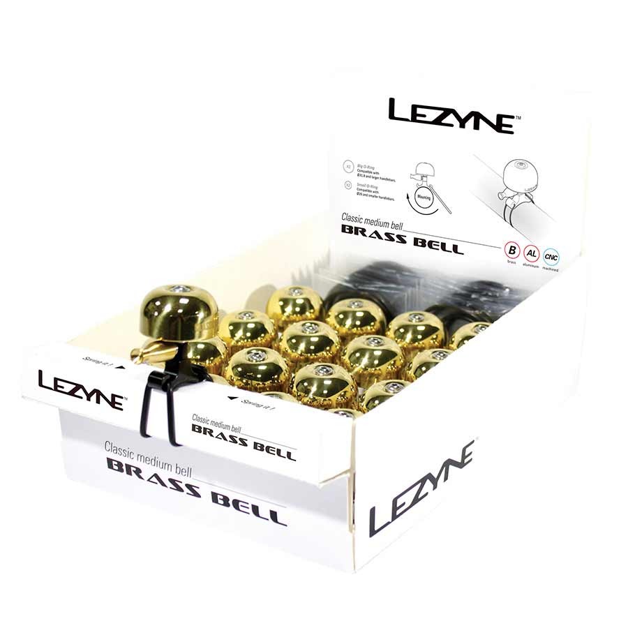 Lezyne Classic Brass Bell - Medium BrassBlack Cycling Bell with CNC Aluminum 35590₽