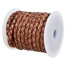 Real/Genuine Round Braided Leather Cord String Rope Folded, Leather Rope for ...