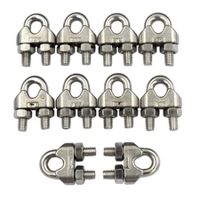Stainless Steel Wire Rope Clamp 1/4 Inch 304 SS Cable Clip Fastener 10 Pack