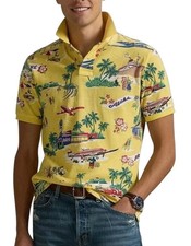 NWT--Polo Ralph Lauren Men's Classic Fit Yellow Mesh Polo Bear Shirt-Small
