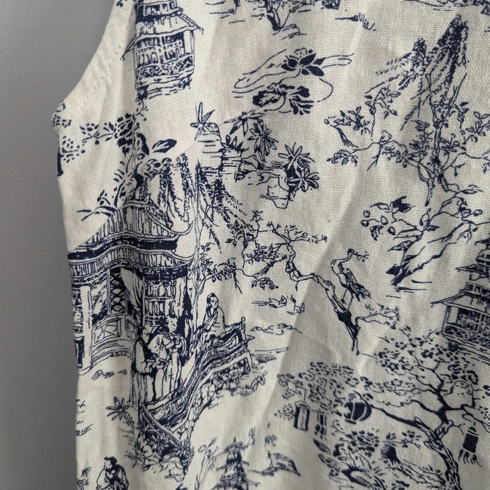 Vestido Feminino Joie Toile Linho Branco Azul Marinho XS - Imagem 3 de 4