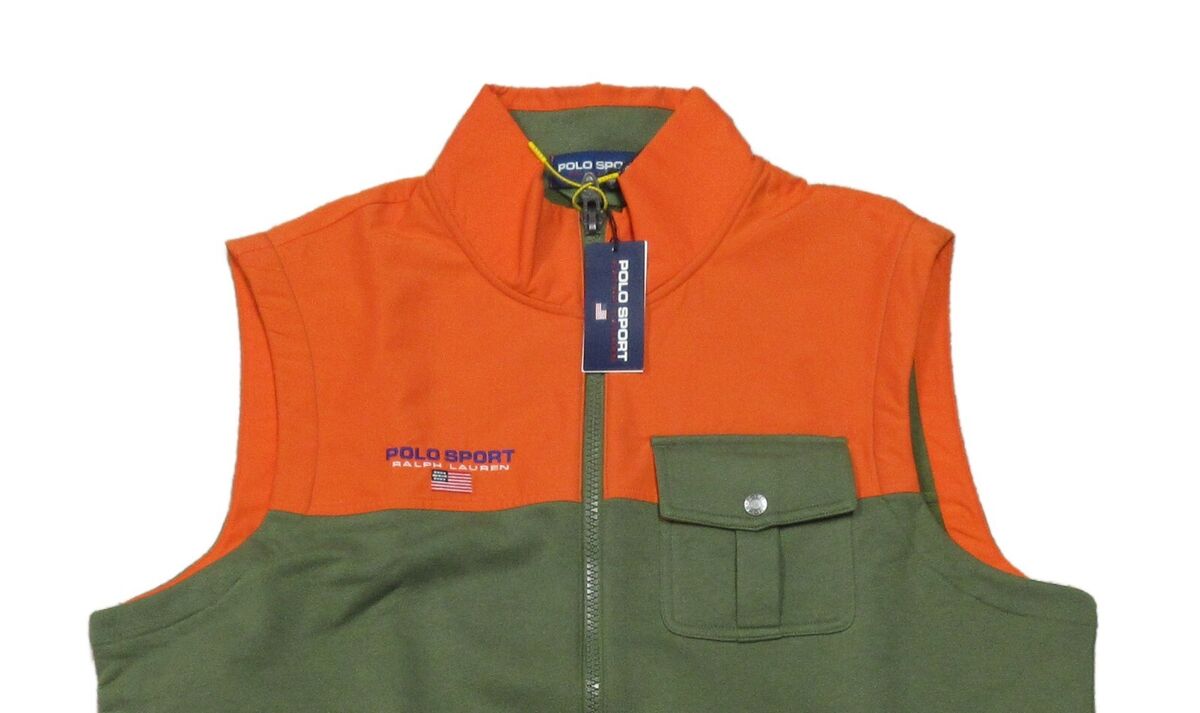 Polo Sport Ralph Lauren Men's Olive Green/Orange Fleece Polo Sport Ralph Lauren Men's Olive Green/Orange Fleece