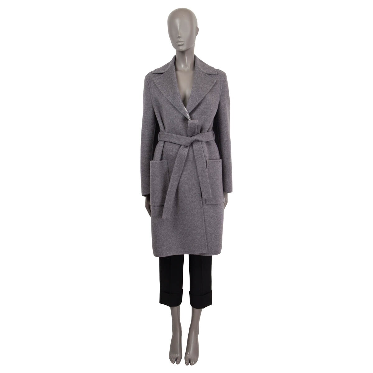 66642 auth CHRISTIAN DIOR grey wool DOUBLE SIDED BELTED Coat 66642 auth CHRISTIAN DIOR grey wool DOUBLE SIDED BELTED Coat