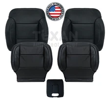 2014-2019 Chevy Silverado 1500 2500 3500 LTZ Black Leather Perforated Seat Cover