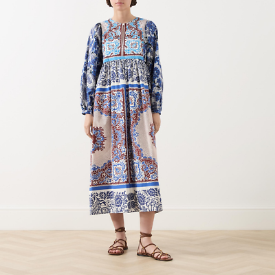 NWT Weekend Max Mara Turquoise Ghiotto Cotton Midi-Dress Size 4
