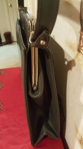 VINTAGE 50TH BY TRIANGLE NEW YORK GRAY GENUINE LEATHER TOTE SATCHEL EVENING ... - Picture 4 of 9