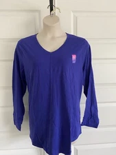 New Just My Size  5X Cotton Blend Center Seam L/S V Neck Tee Top
