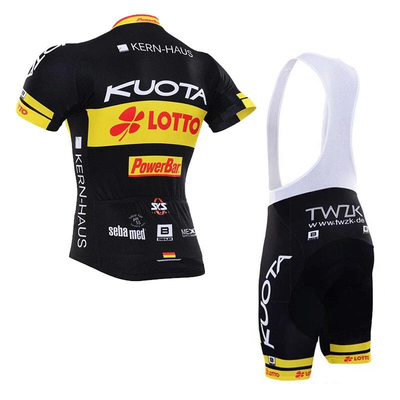 Yellow Black Cycling Jersey Bib Shorts Kits Short Sleeve Shirt Pad Shorts Set - Image 2 of 4
