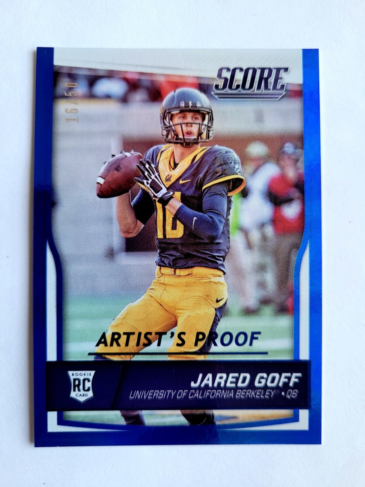 Jared Goff Panini Score #332 Artists Proof