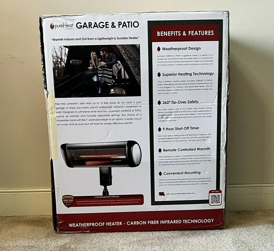GreenTech PureHeat Weatherproof Electric Garage & Patio Heater 1500W — 第 3/3 张图片