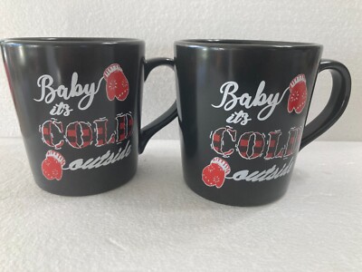 Pier 1 Christmas Mug ''Baby It's Cold Outside'' set of 2.