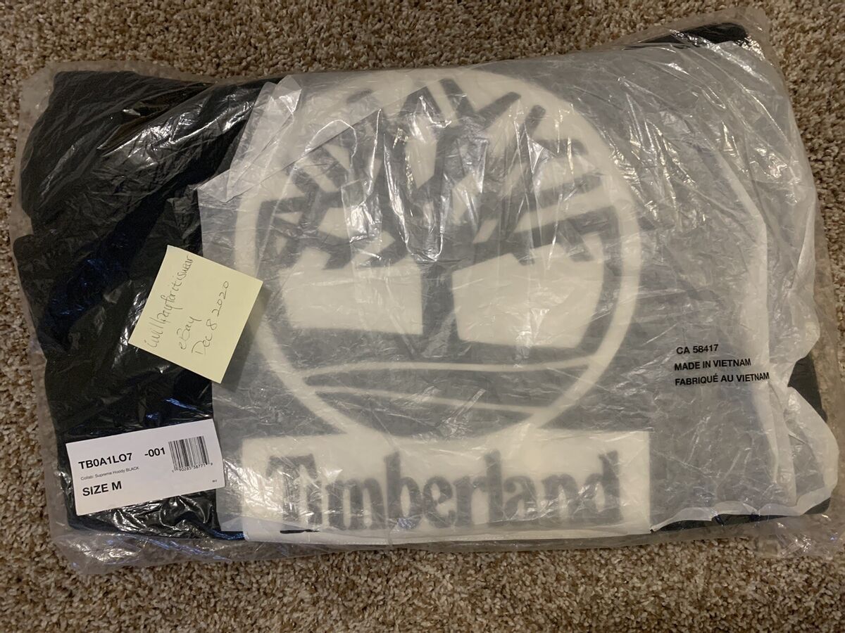 Supreme X Timberland Black Hooded Sweatshirt FW16 DS BRAND NEW Size M Hoodie