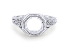 7.5MM Round Semi Mount Setting Engagement Wedding Ring In Sterling Silver 925