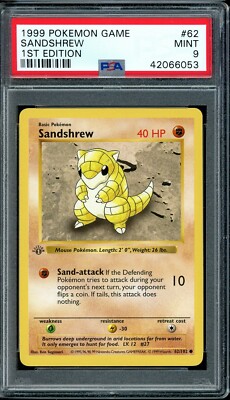1999 Pokemon Base Set #62 Sandshrew 1st Edition PSA 9 | eBay