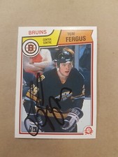 Tom Fergus Autograph Card Signed Hockey Bruins OPC 1983