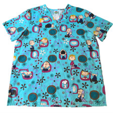 Peanuts Sally Linus Snoopy Women's Scrub Top Shirt Size Medium Nurse Vet Tech