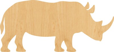 Rhinoceros Laser Cut Out Wood Shape Craft Supply - Woodcraft Cutout