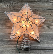 Kurt S Adler Santas World 10 Light 12" Star Christmas Tree Silver Topper Box