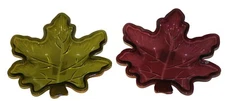 2 x 9" Maple Leaf Thanksgiving Fall Halloween Bowl, Plastic Candy Dish, Reusable