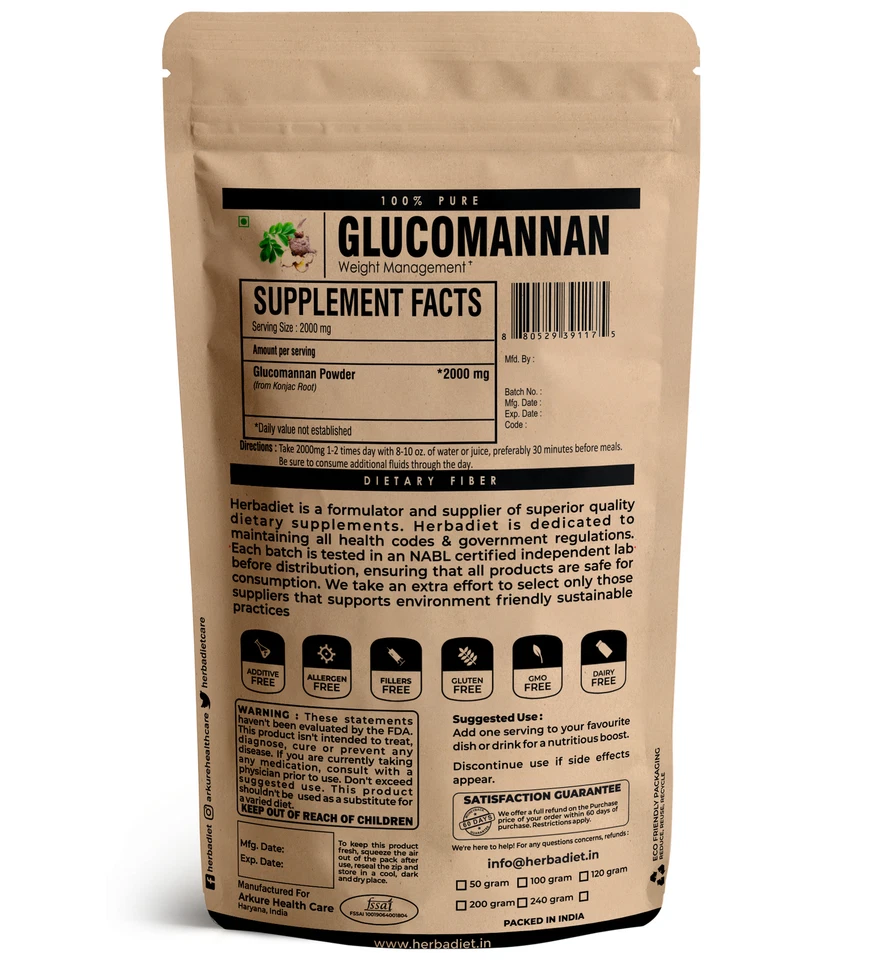 Glucomannan Konjac Fibre Powder Appetite Suppressant Diet Weight Loss Fat Burner - Bild 2 von 3