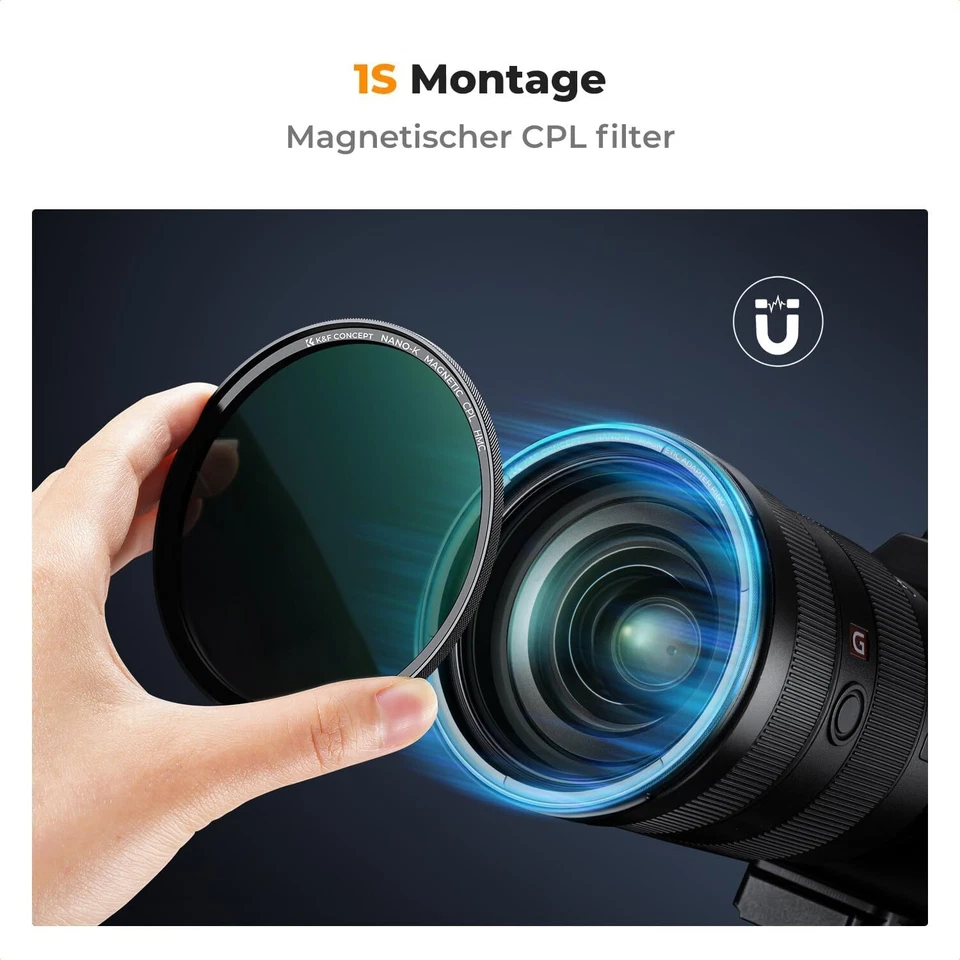 K&F Concept 49-82mm Magnetischer Zirkularer Polfilter CPL Filter Nano-K-Serie - Bild 2 von 4