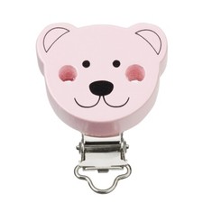 Łańcuszek do smoczka klips miś 37 x 30 x 12 mm, różowy, Btl. à 1 szt.