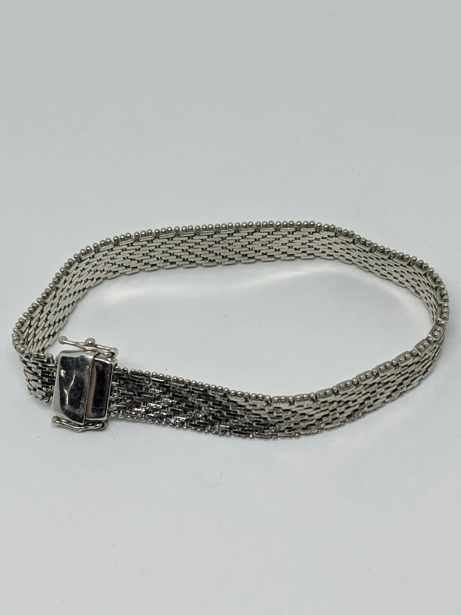 Sterling Silver 925 Milor Italy Magnetic Clasp Mesh Bracelet 7