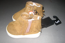 Wonder Nation Brown Boho Fringe Moccasin Boots Baby Size 3 3-6 months NWT