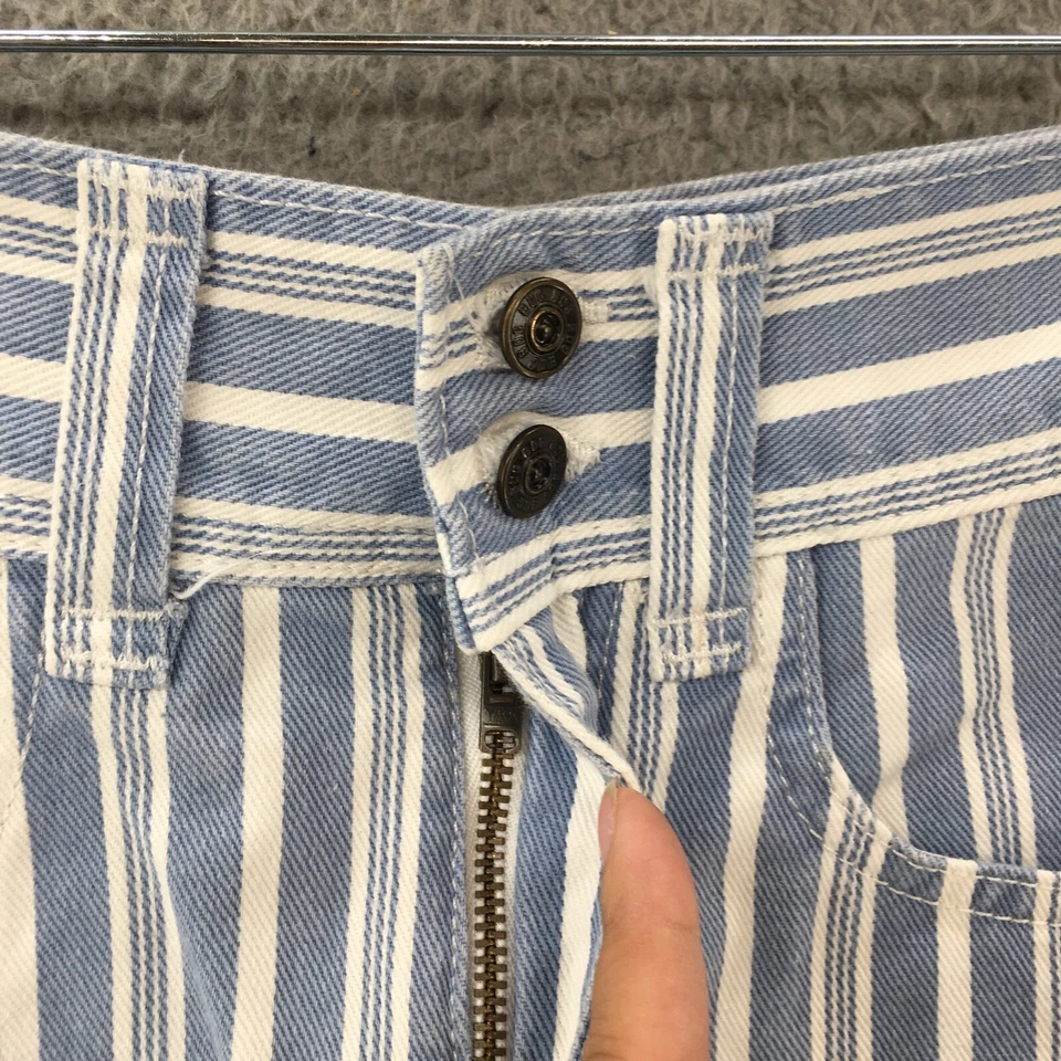 Pantalones cortos BDG Urban Outfitters con puños para mamá para mujer 2 azules a rayas de algodón tiro alto Foto 3 de 4