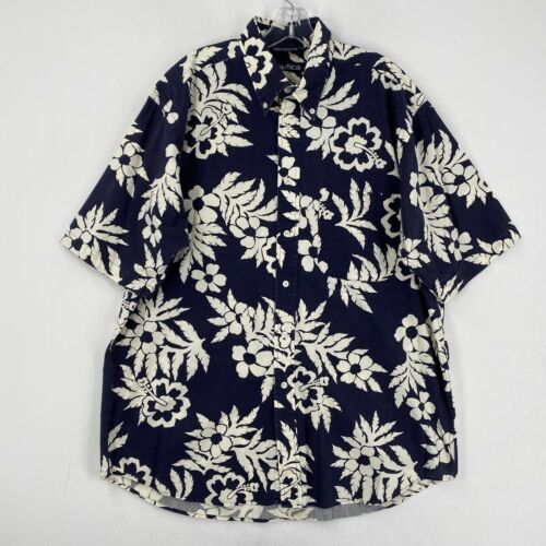 Vintage Nautica Hawaiian Camp Shirt Mens Large Bl… - image 1