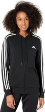 NEW w Tags Adidas Women  s Essentials 3-Stripes Zip Fleece Hoodie Black Size S