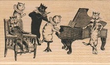 Mounted Rubber Stamp, Cat Recital, Cats in a Band, Cats, Cat Lover, Music, Cats