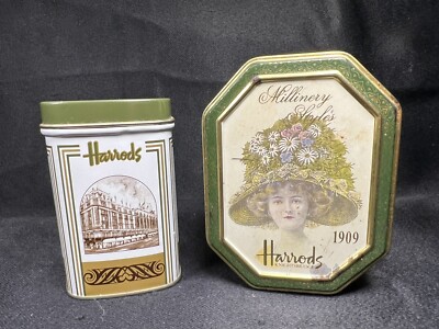 VTG Set 2 Harrods Millinery Styles 1909 Mint Drop And Tea Tims Trinket Boxes
