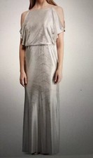 BRAND NEW Lauren Ralph Women's Metallic Maxi Dress Gown Champagne/gold 8 NWT